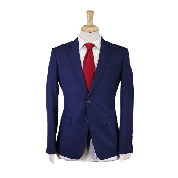 Egara Orange Label Solid Royal Blue 2-Btn Extreme Slim Fit Suit 38S